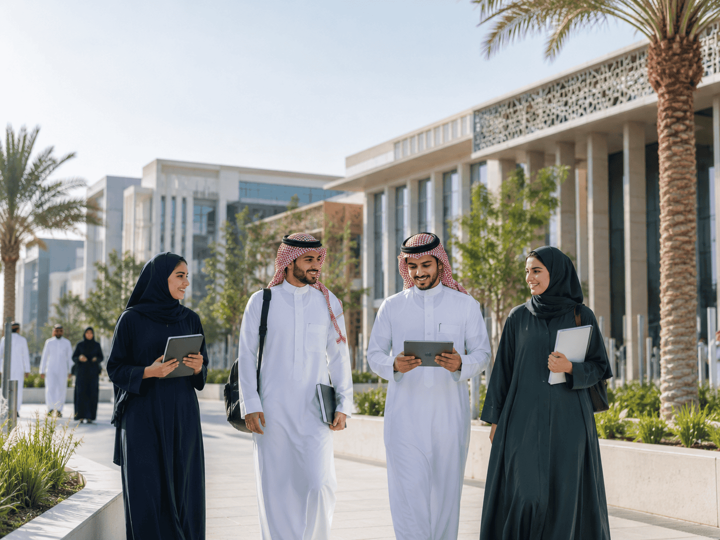 طلاب وطالبات جامعيون في حرم جامعي سعودي